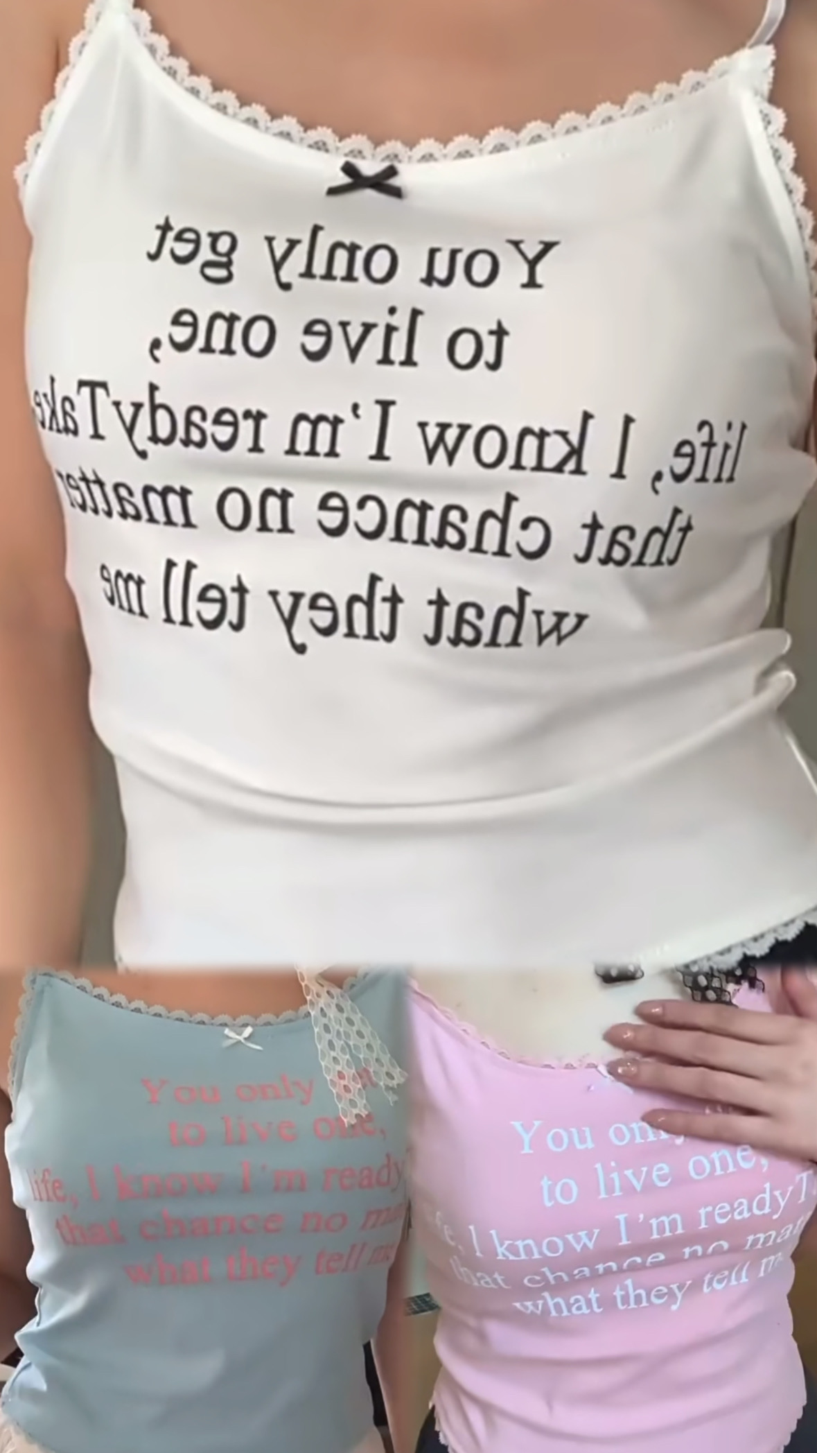 #T0412蕾絲蝴蝶結吊帶背心