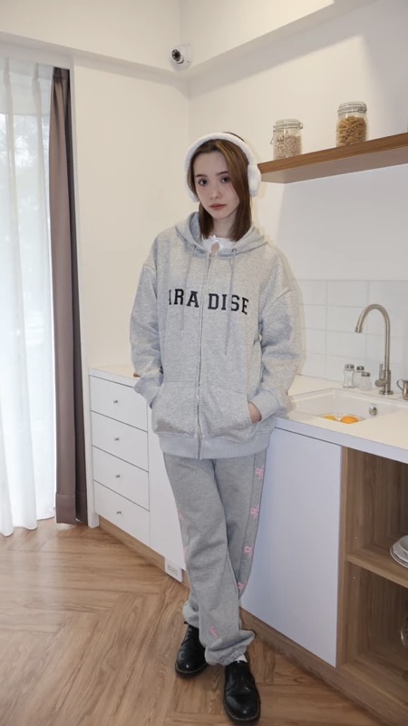 #J2407 美式慵懶風連帽加絨外套