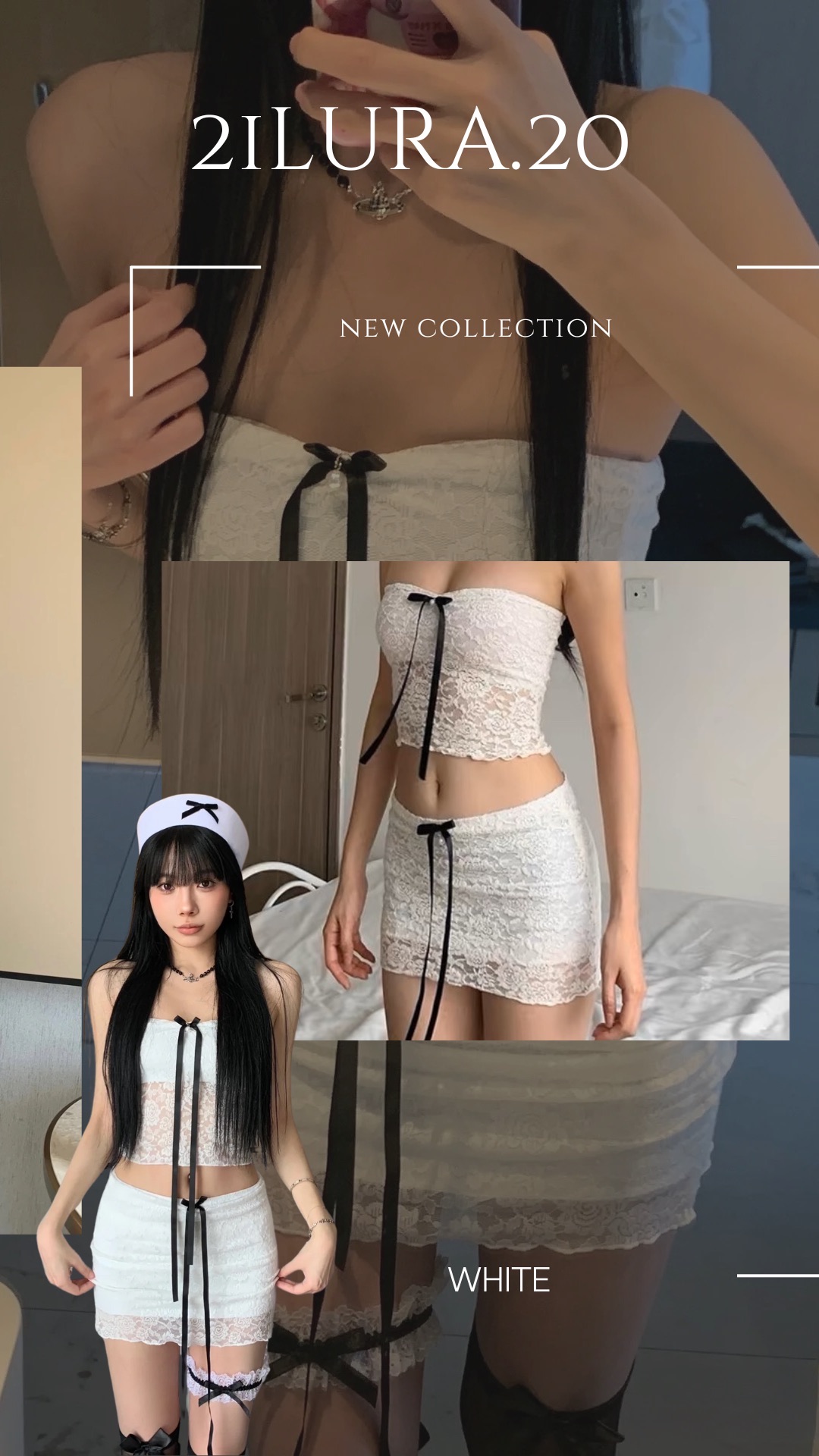 #TS1003蕾絲蝴蝶結平口套裝