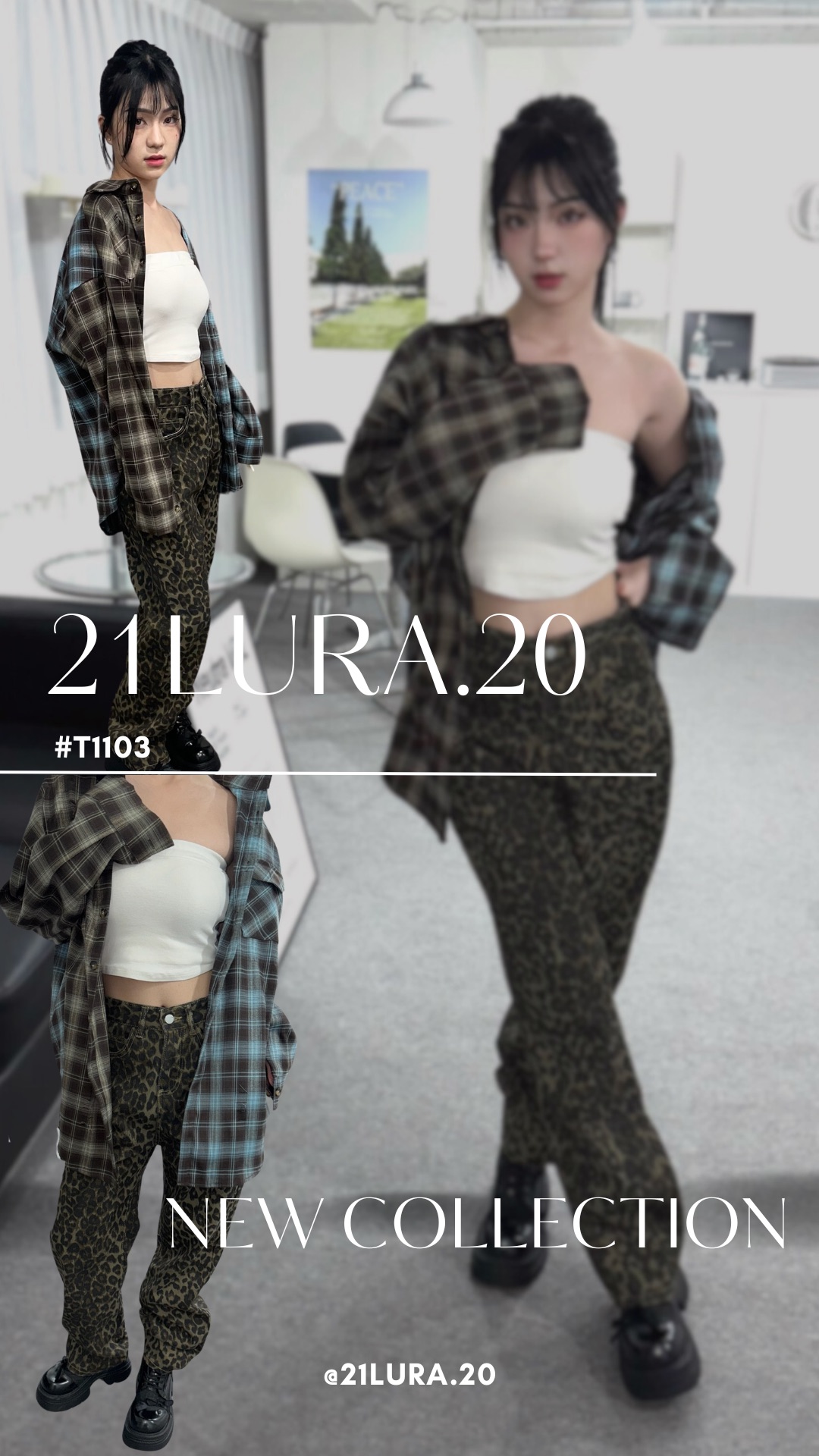 #T1103 格子拼接外套