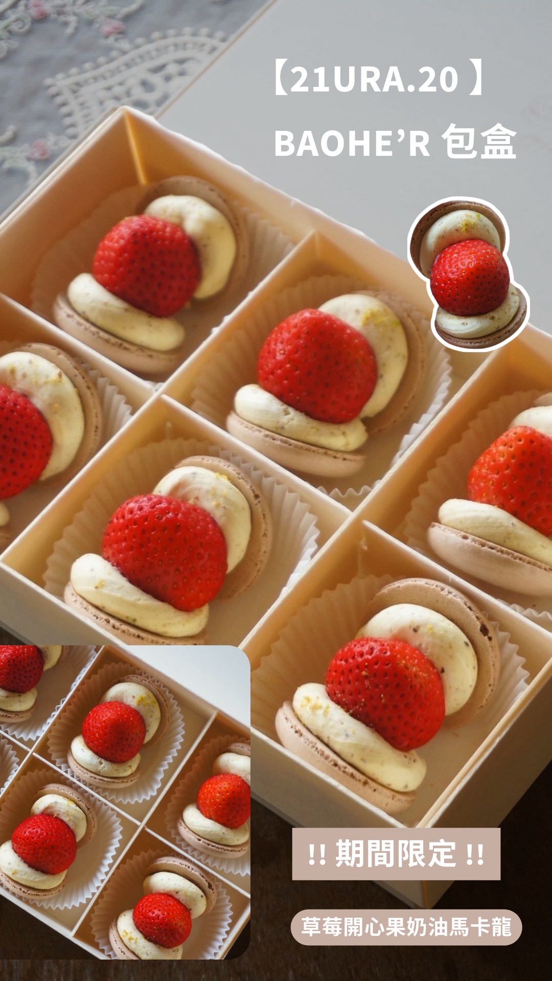 聖誕節限量開團｜期間限定草莓開心果奶油馬卡龍｜