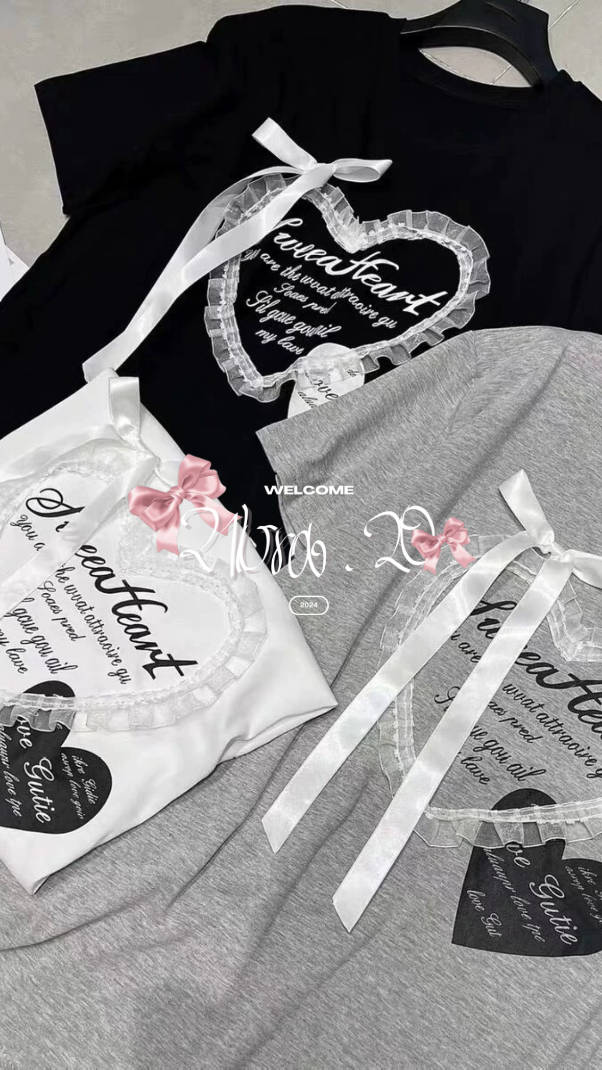 #T0418蝴蝶結緞帶愛心上衣