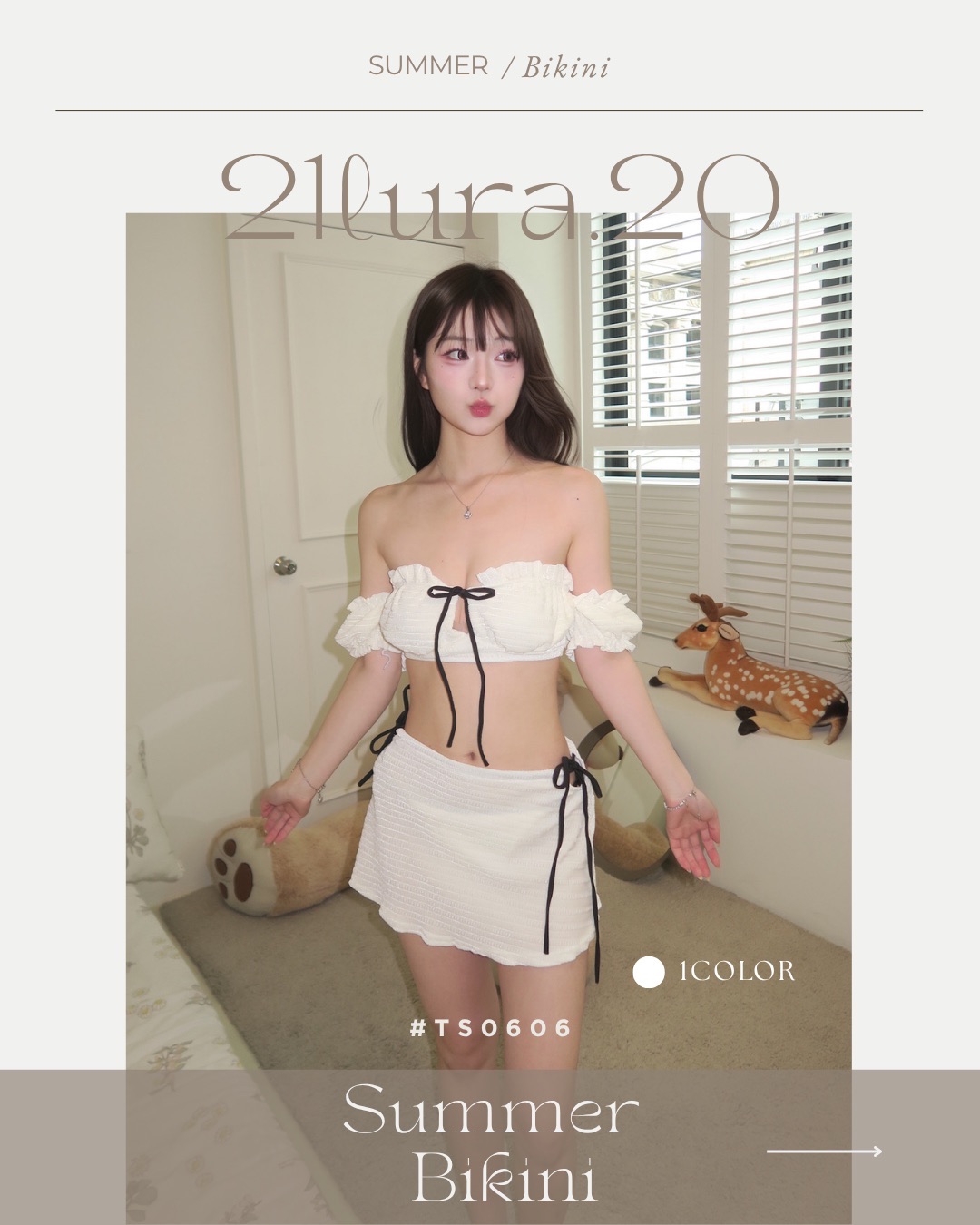#TS0606 綁帶一字領三件套甜美風套裝洋裝