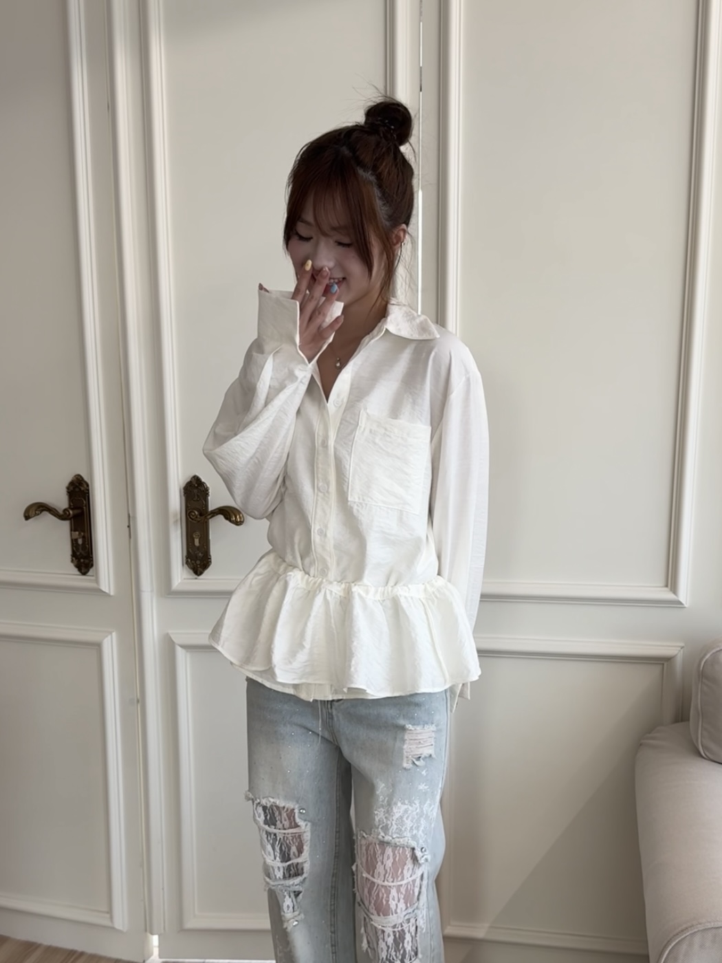 #T1008 多款搭配韓版襯衫&荷葉邊配件
