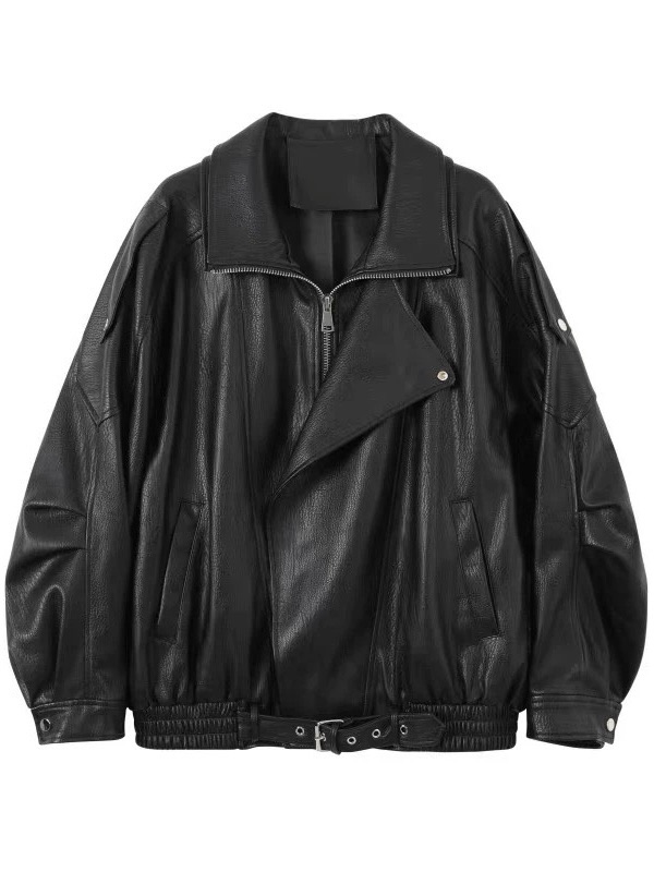 #J1004 復古大翻領顯瘦皮外套（3colors)