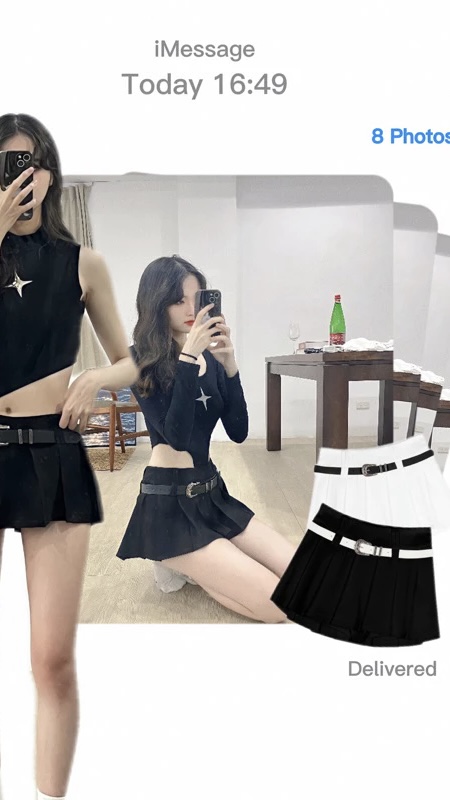 #S2410 一秒長腿辣妹防走光短裙「含皮帶1+1」