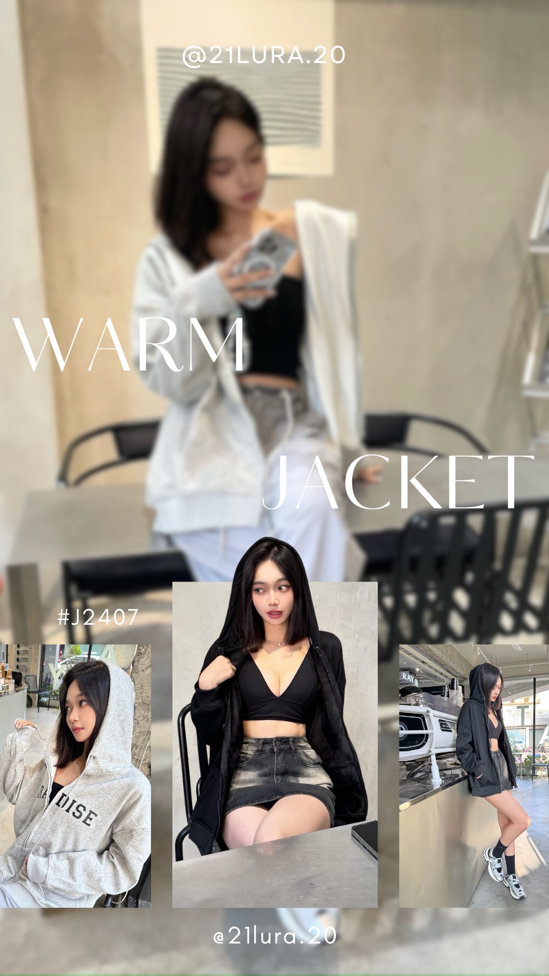 #J2407 美式慵懶風連帽加絨外套