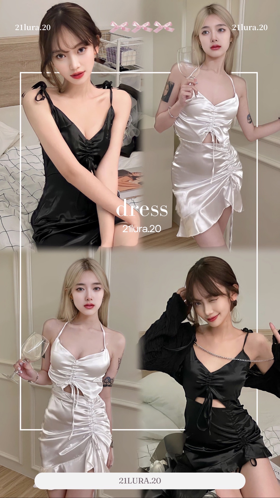 #TS2426吊帶綁帶抽繩露背連衣裙