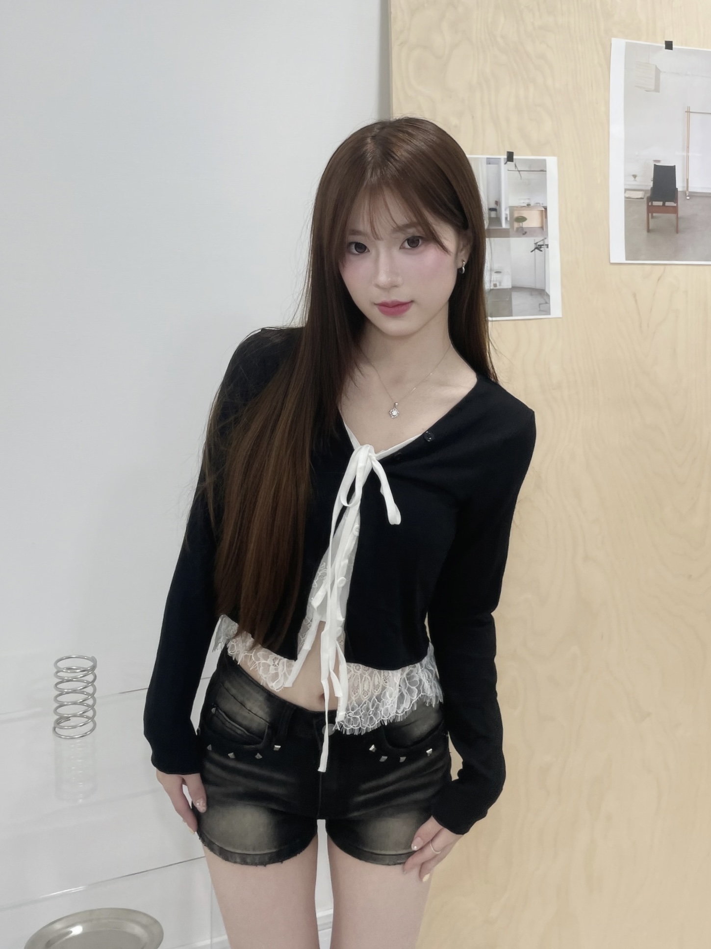 #B0906復古刷色卯釘包臀顯瘦短褲