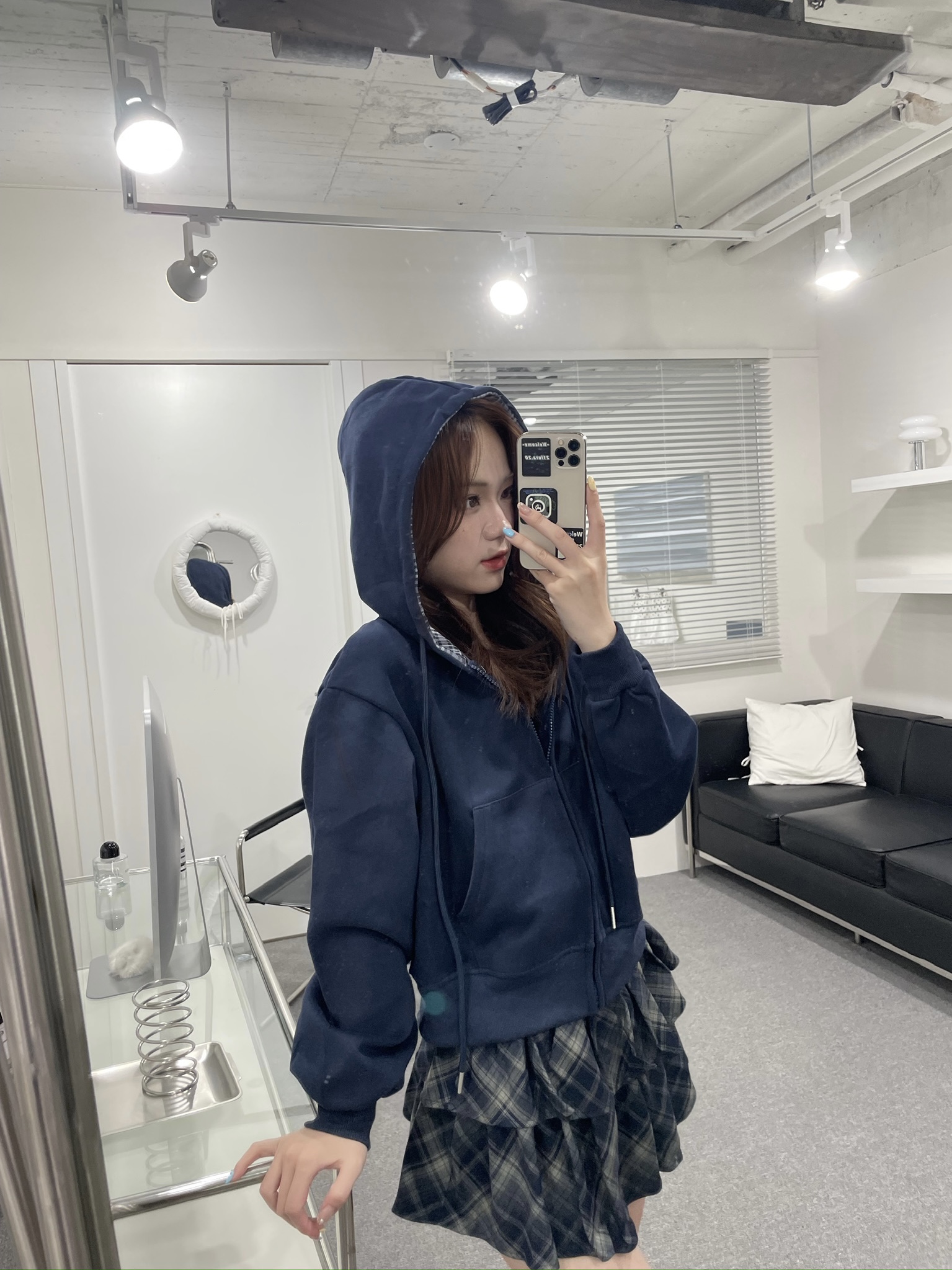 #S1002格子復古蛋糕裙