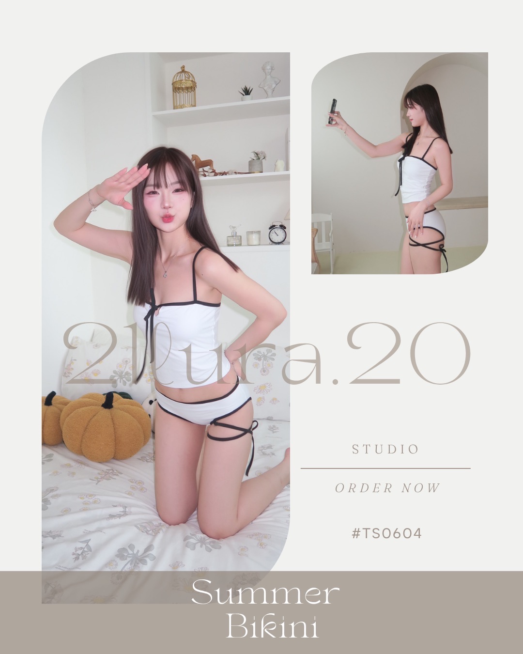 TS0604 韓系小眾綁帶套裝泳裝