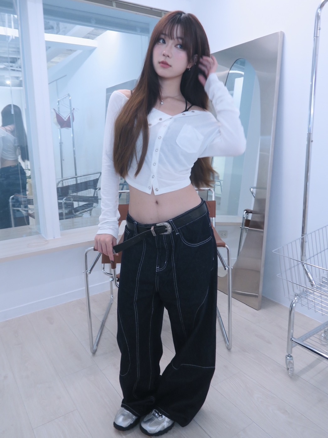 #B0907輪廓車線牛仔褲