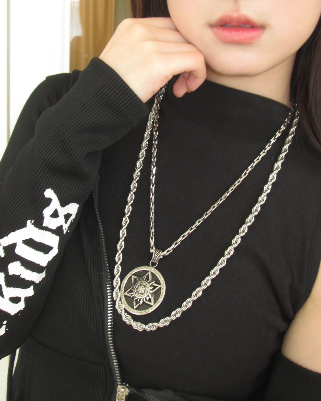 亞裔風銀色六芒星墜子