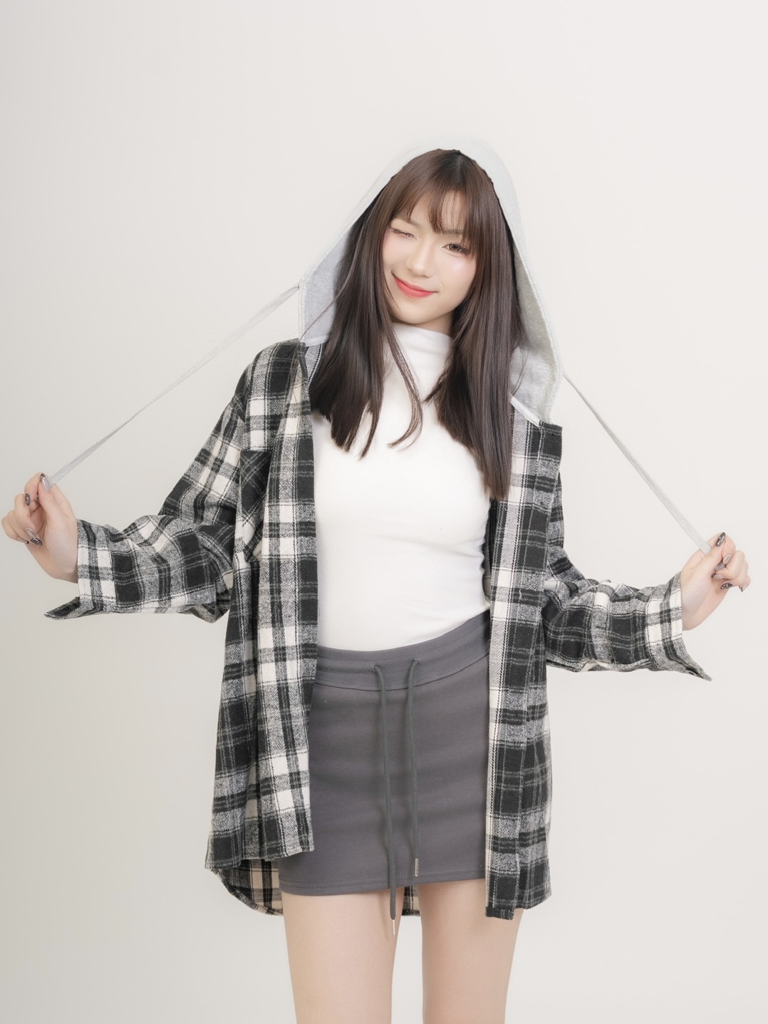 #J0701格子連帽外套上衣
