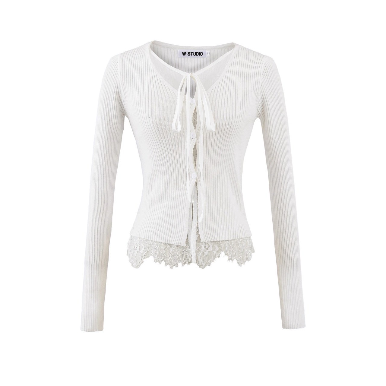 #T0901假兩件純欲風拼接蕾絲鈕扣上衣