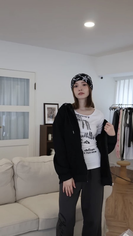#J2407 美式慵懶風連帽加絨外套