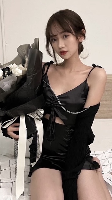 #TS2426吊帶綁帶抽繩露背連衣裙