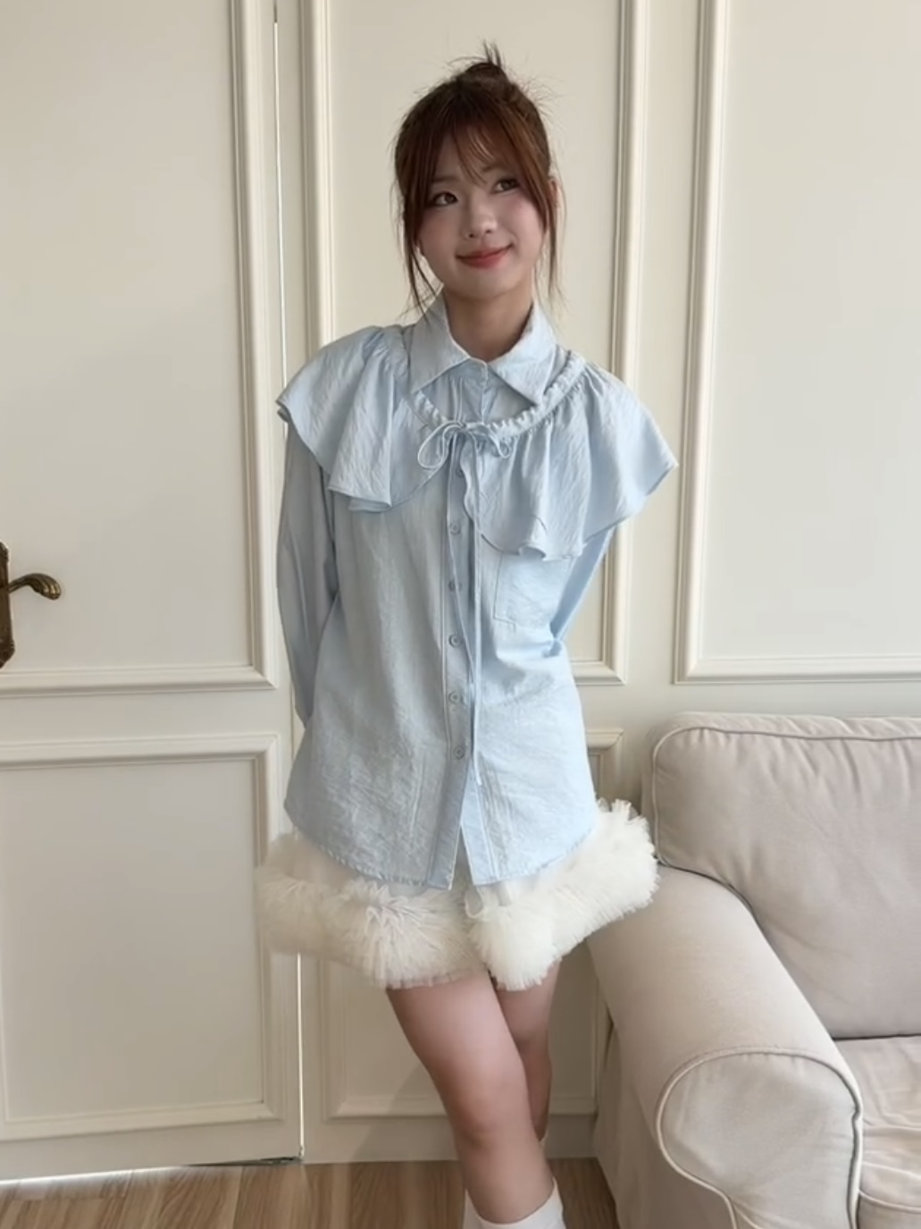 #T1008 多款搭配韓版襯衫&荷葉邊配件