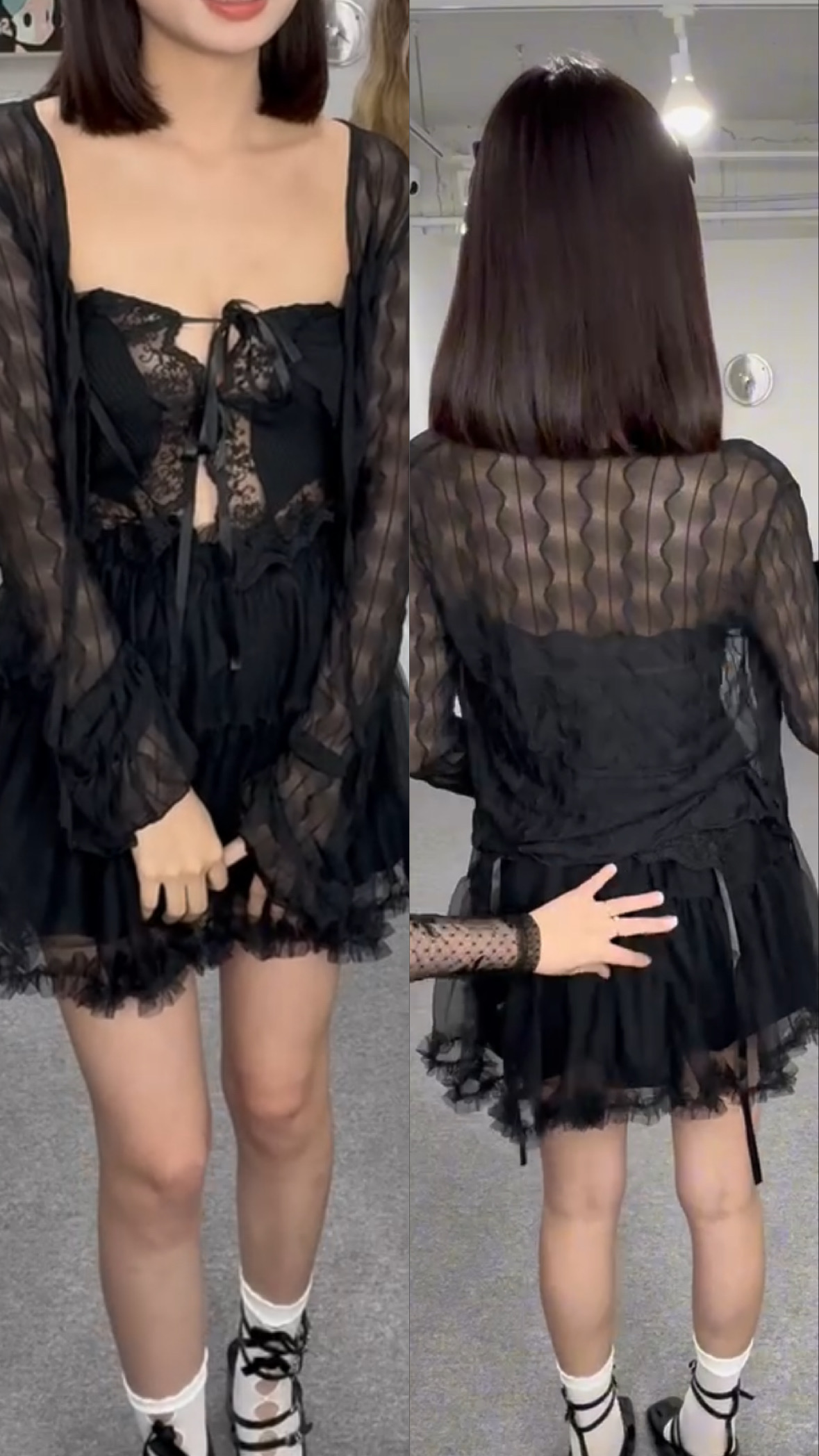 #T0423水波紋綁帶罩衫