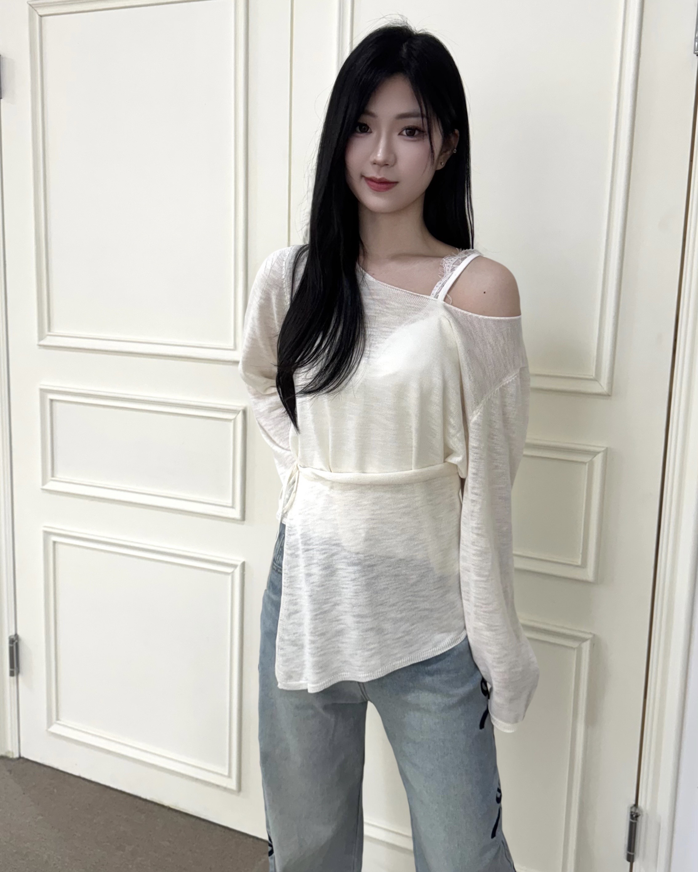 #T0403韓風圓領防曬針織上衣含屁簾