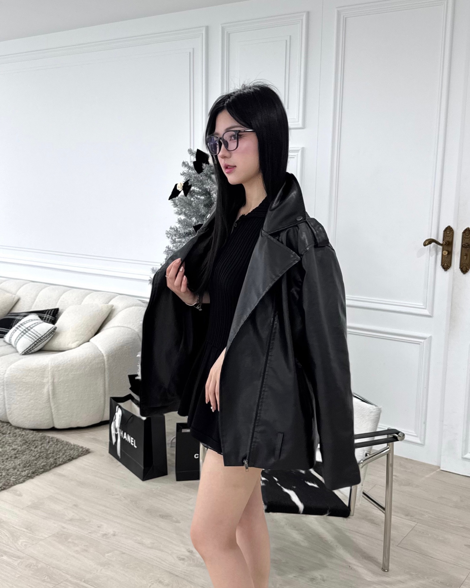 防風設計感皮外套（男女合適）