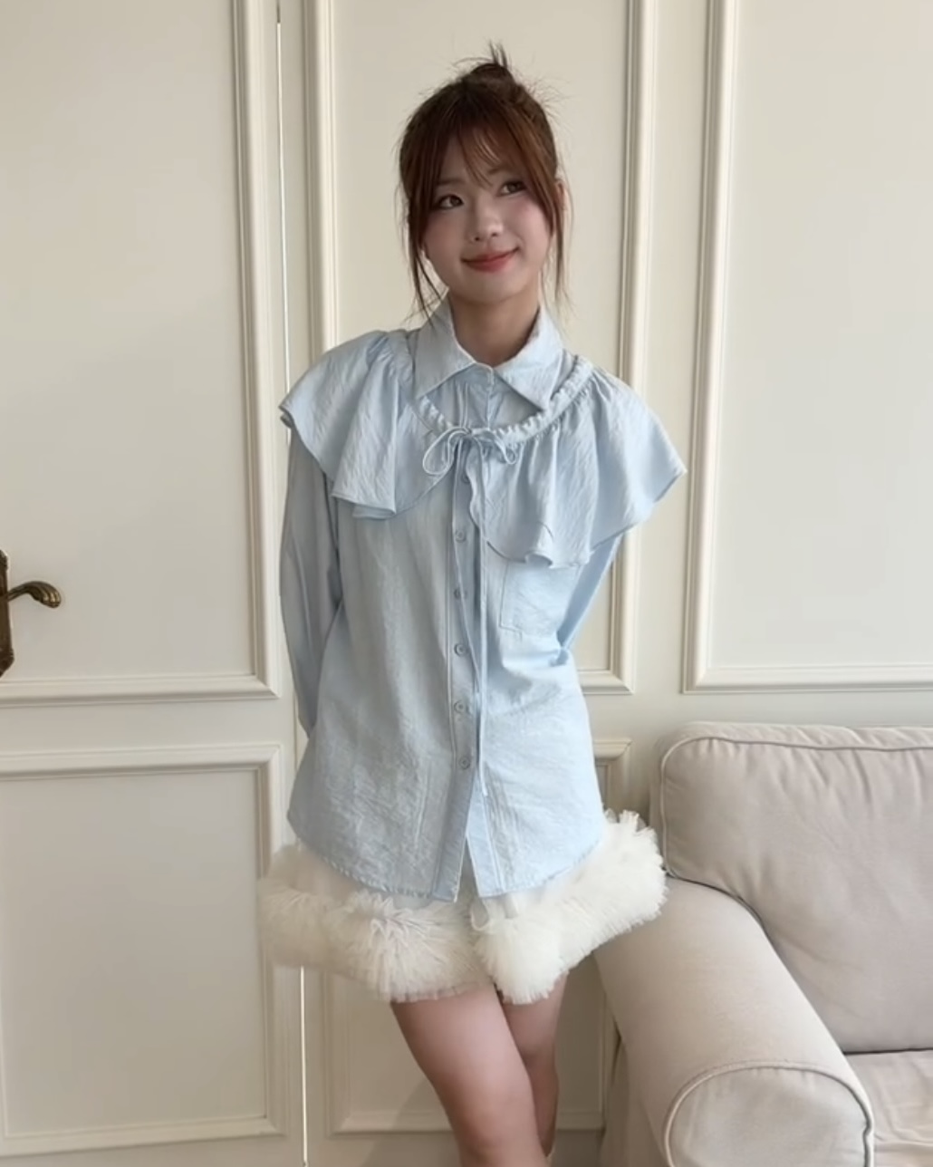 #T1008 多款搭配韓版襯衫&荷葉邊配件