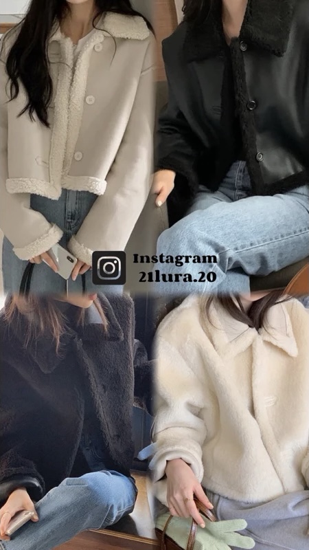 #J2406 韓國復古羊羔毛翻領雙面外套