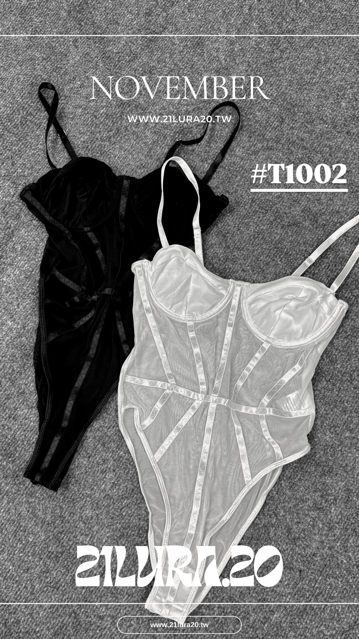 #T1002連身魚骨吊帶上衣 (2colors)