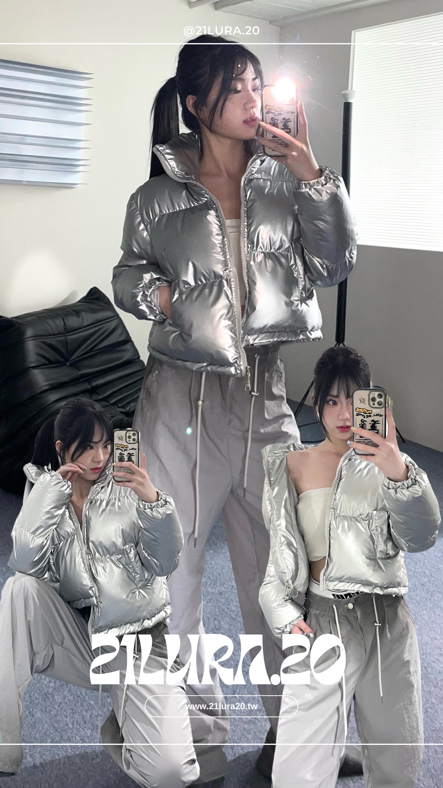 ＃J1001銀色反光麵包外套