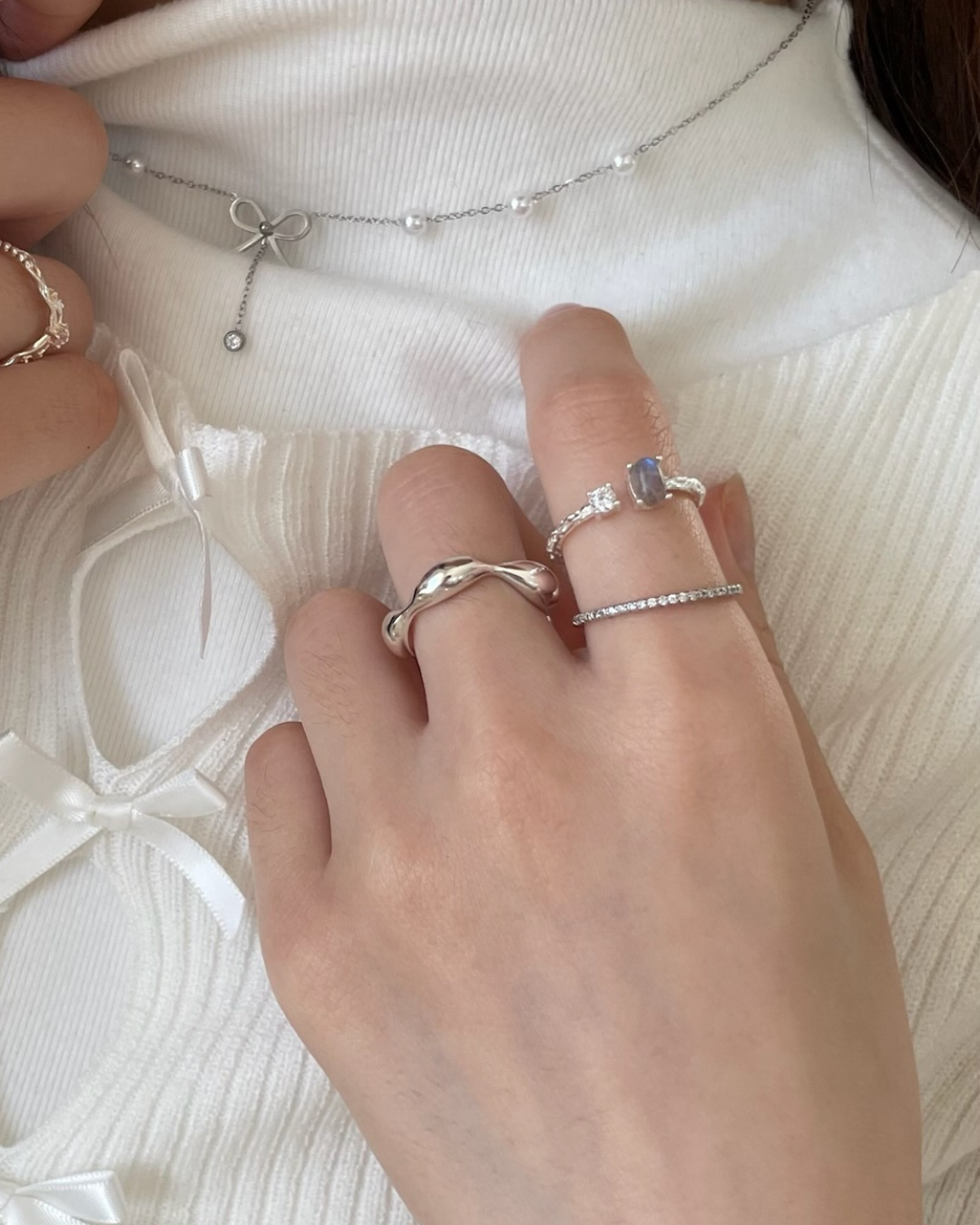  S925拉長石鑲鑽活圍戒款