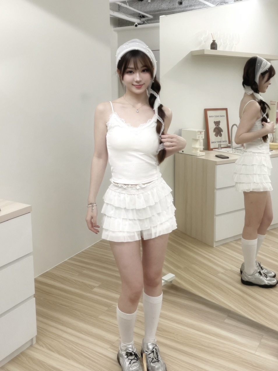 #T0911純欲風蕾絲吊帶背心（含襯墊）