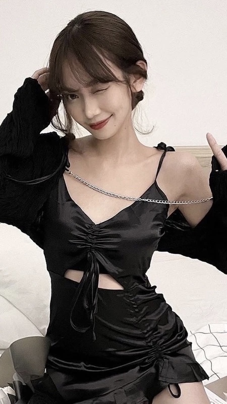 #TS2426吊帶綁帶抽繩露背連衣裙
