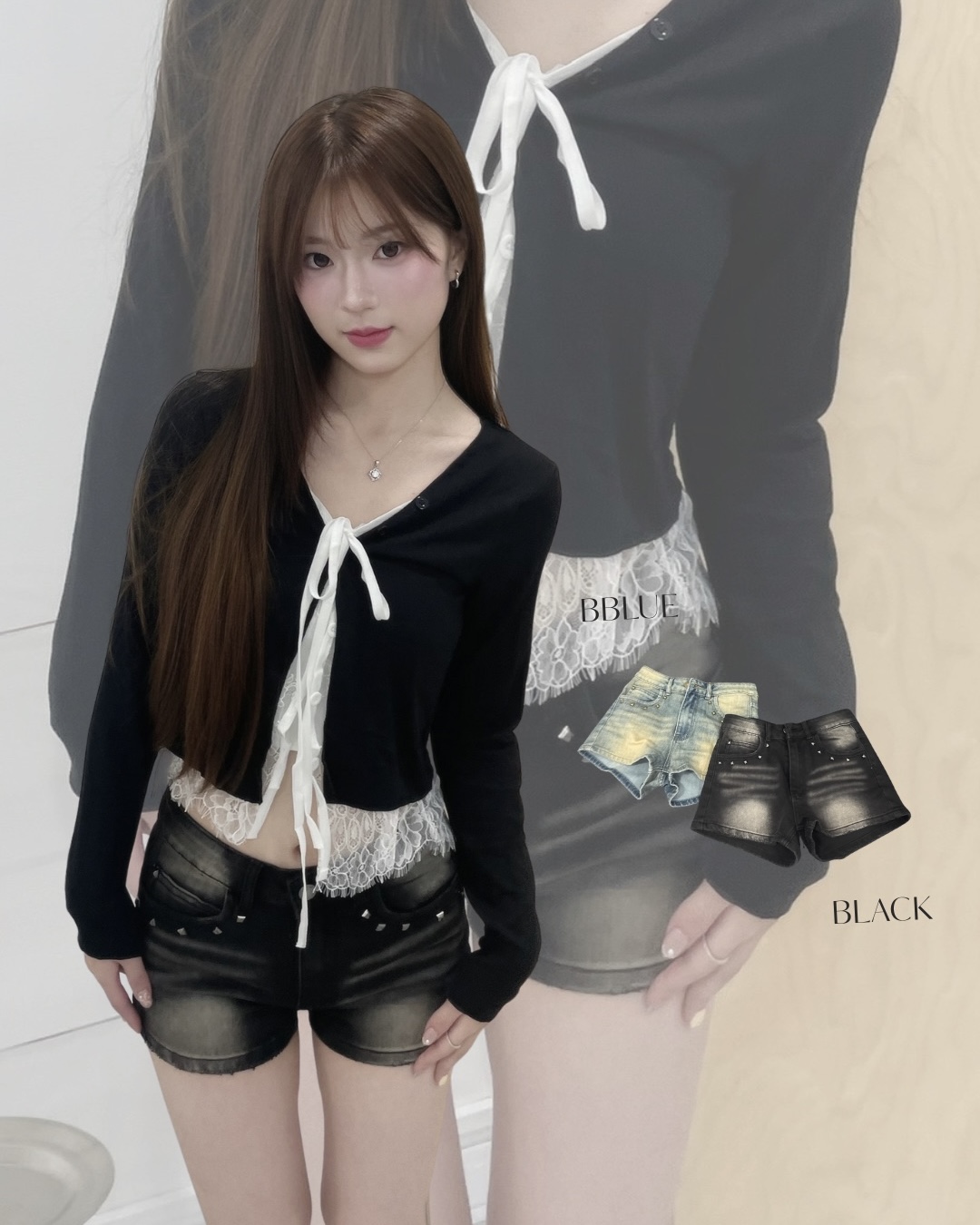 #B0906復古刷色卯釘包臀顯瘦短褲