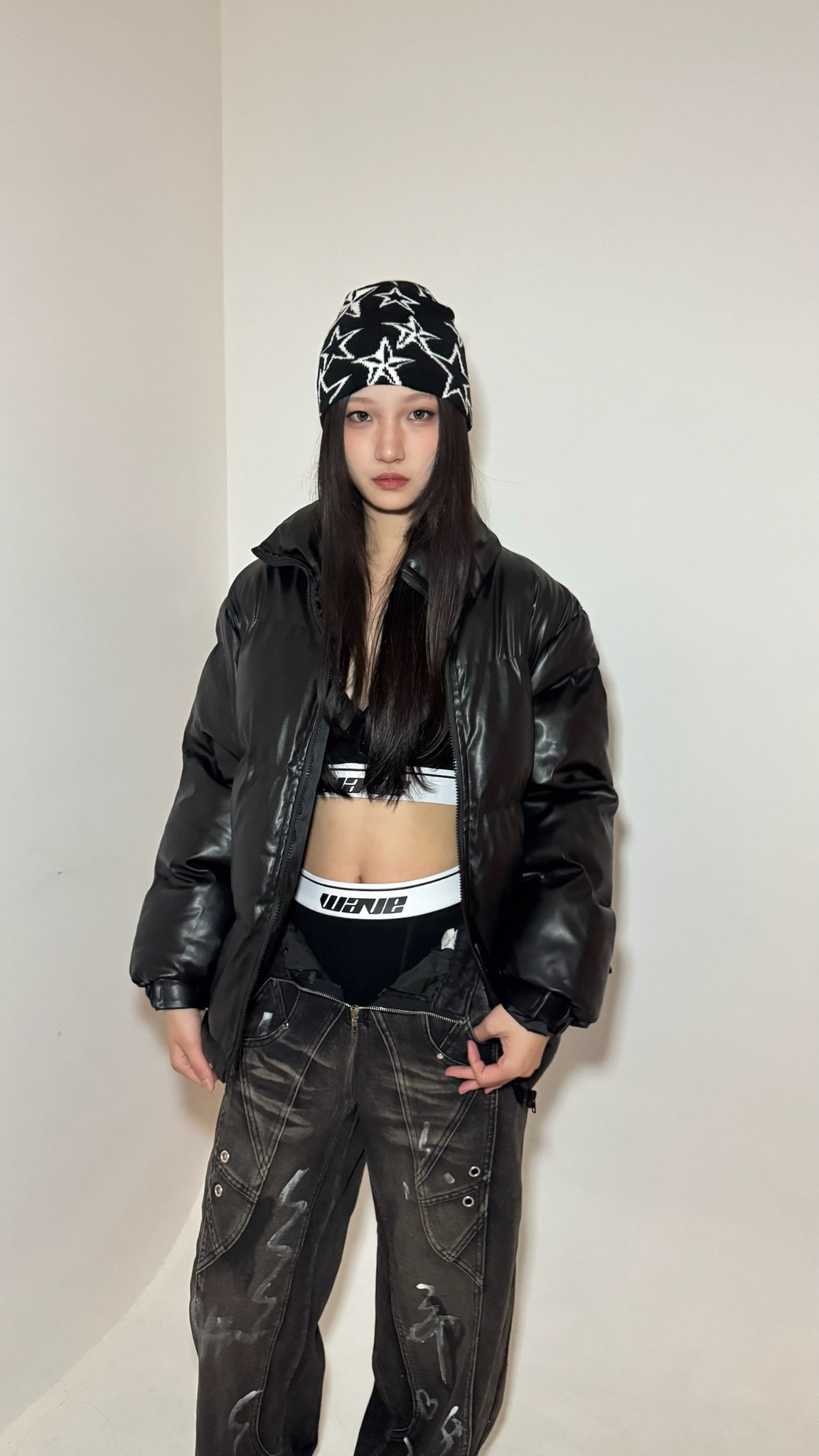 #J1202 黑色立領羽絨外套