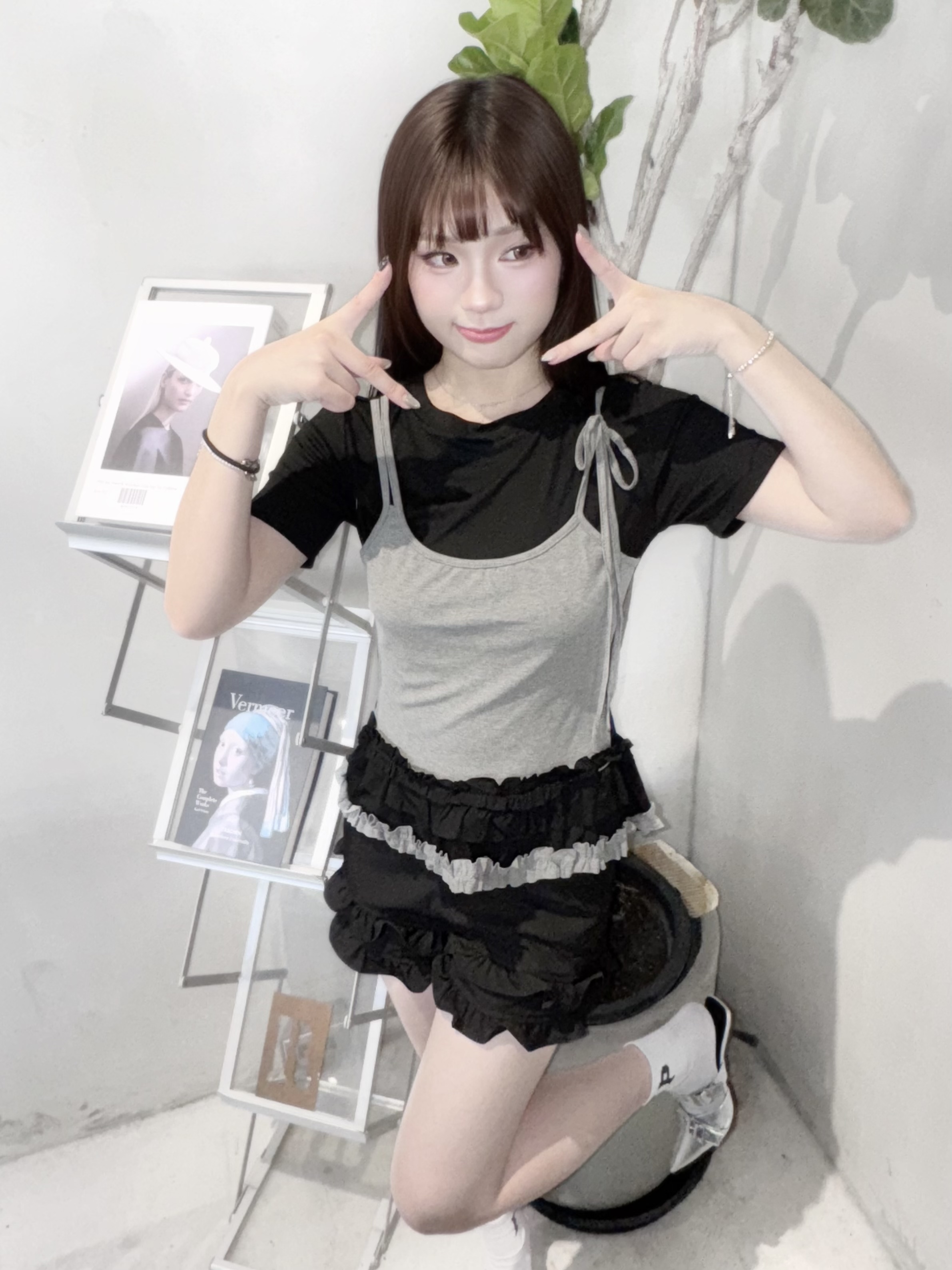 #T0613芭蕾風假兩件拼色短袖（3colors)