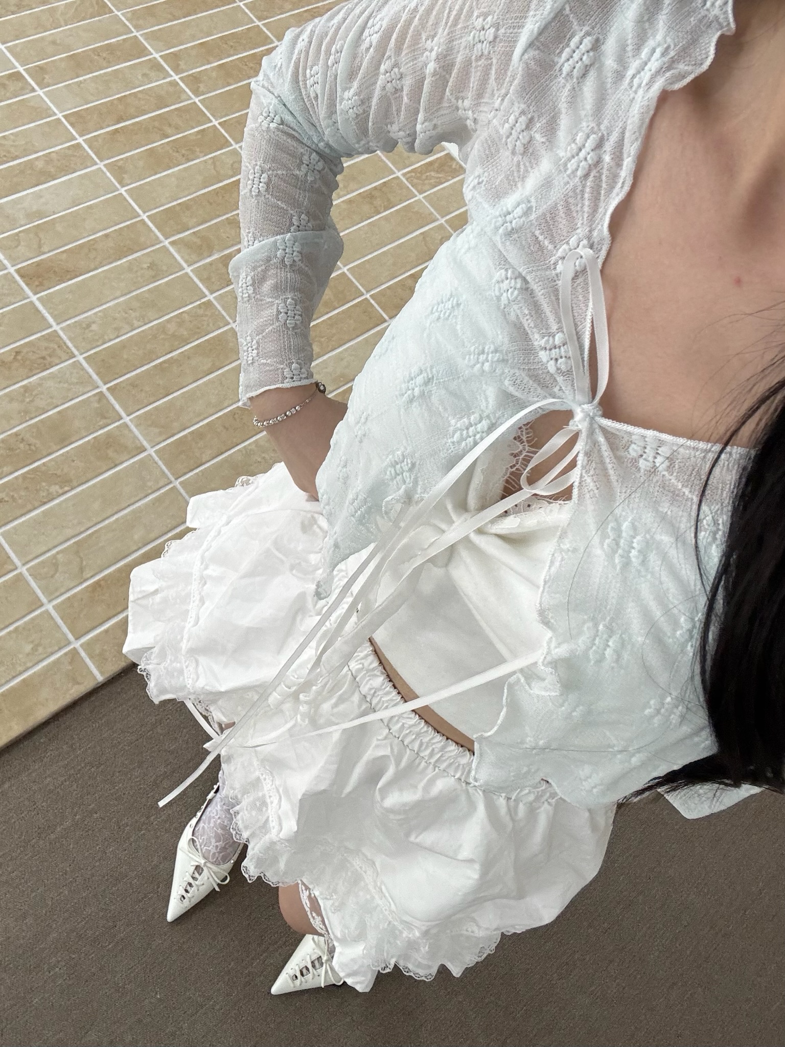 防曬花花綁帶罩衫