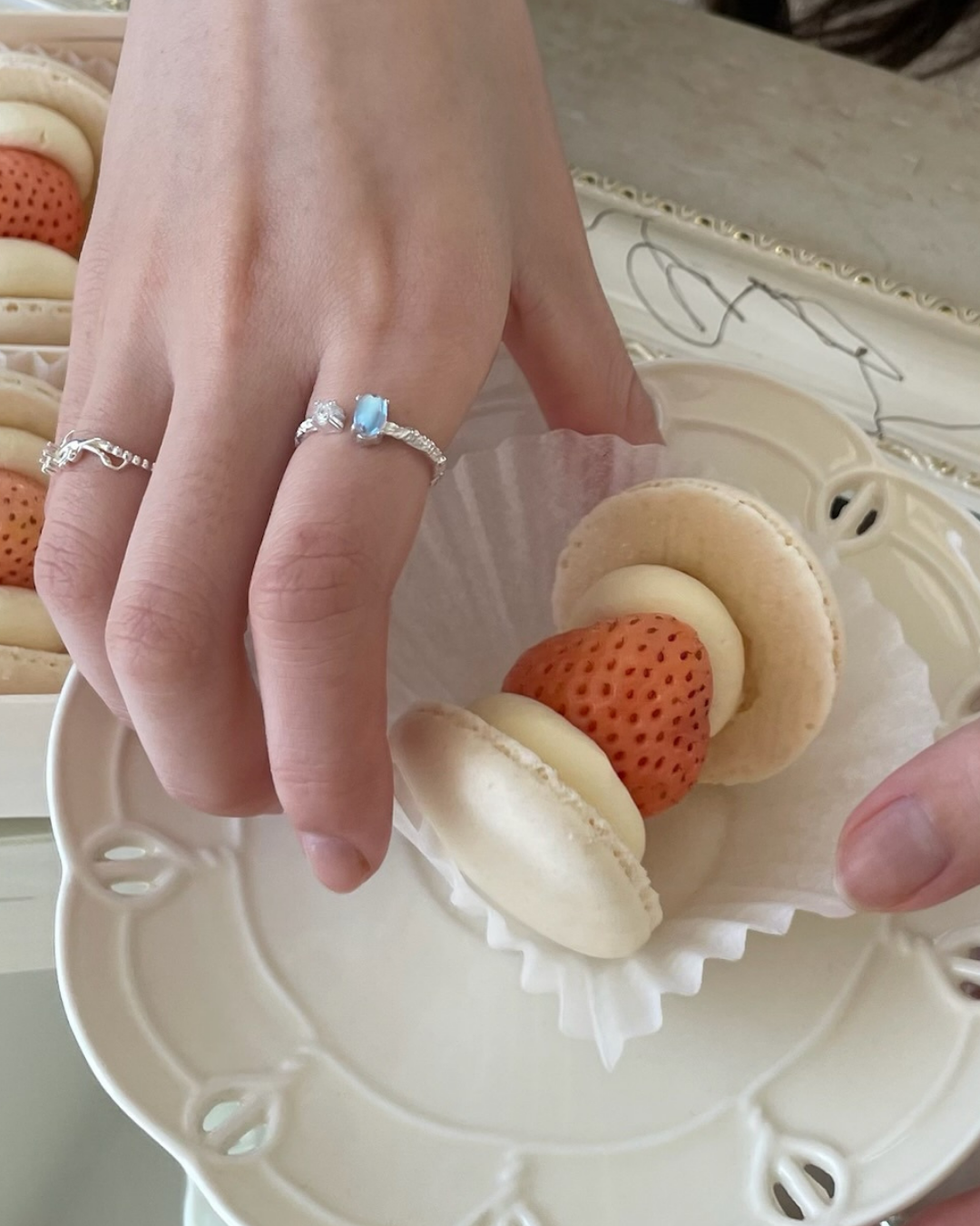  S925銀變色石鑲鑽活圍戒