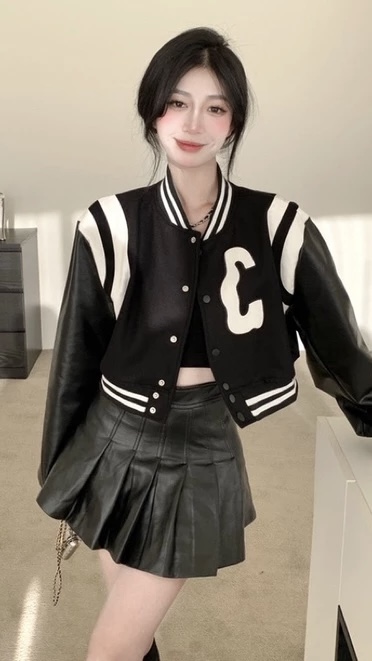 #J2422 棒球拼接外套短版特輯