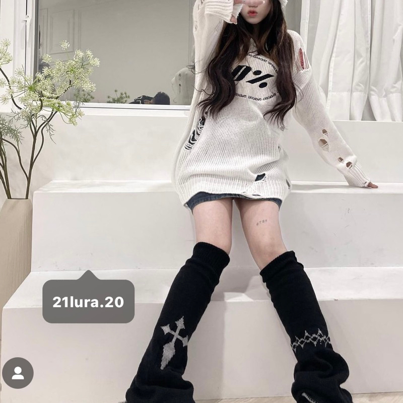 #Z2409 Y2K十字架龐克風襪套（𝟐 𝐜𝐨𝐥𝐨𝐫𝐬)