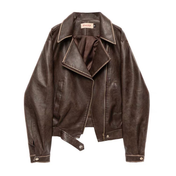 #J1005 復古刷色短版皮外套（2colors) 復古刷色短版皮外套（2colors)