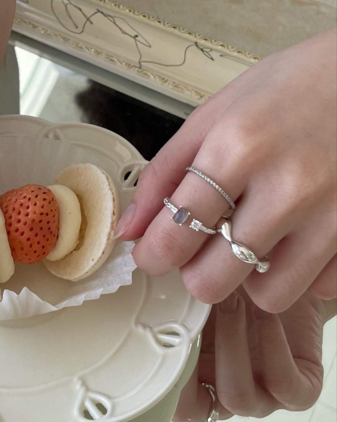  S925拉長石鑲鑽活圍戒款