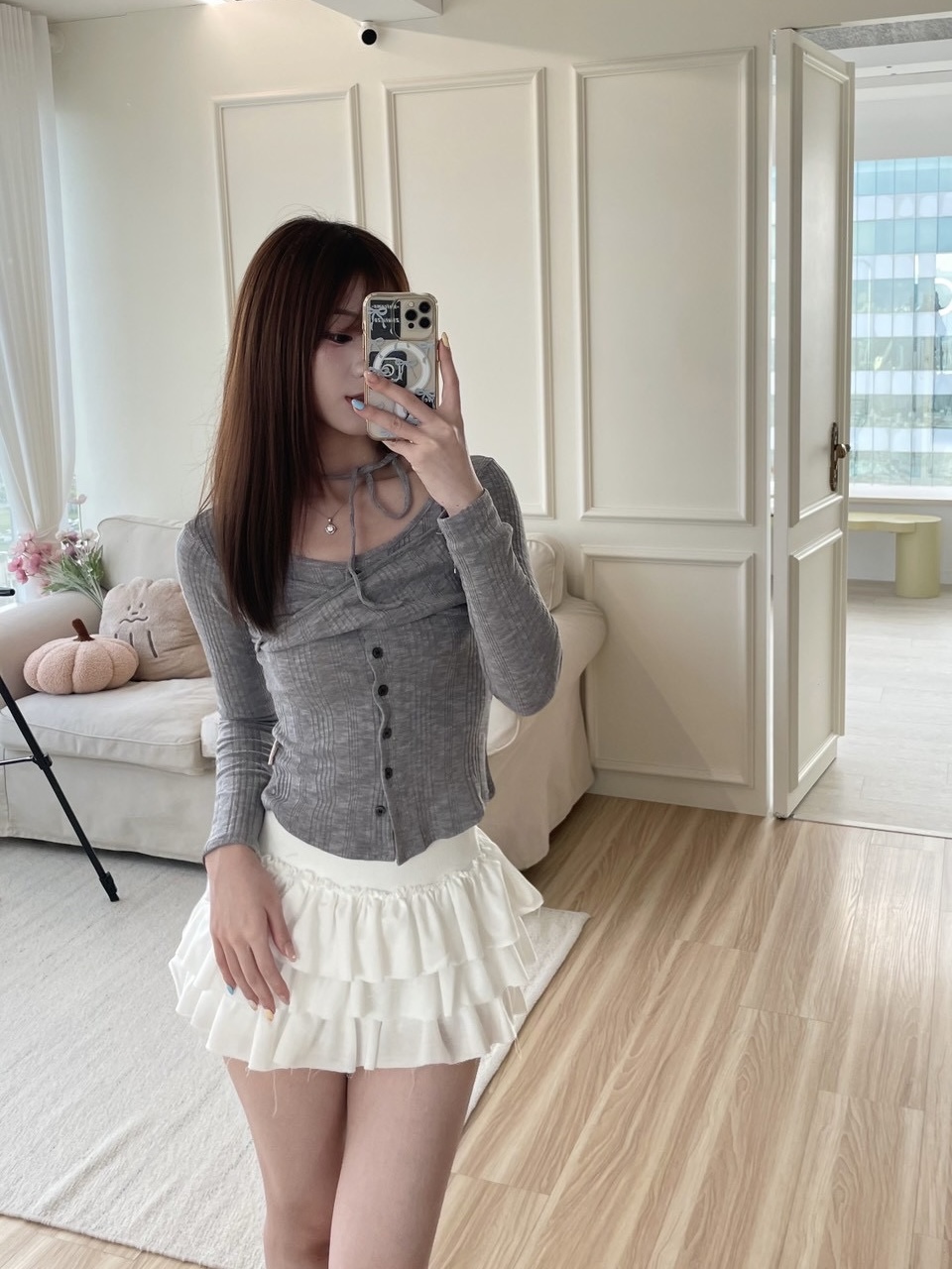 #T1007綁帶掛脖設計感純欲風上衣