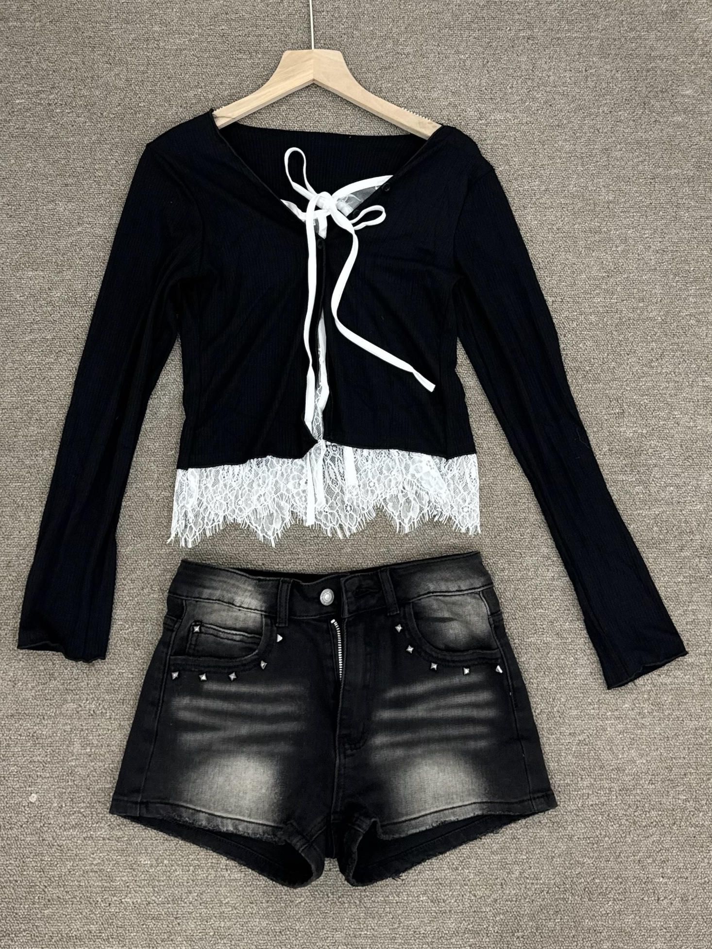 #B0906復古刷色卯釘包臀顯瘦短褲